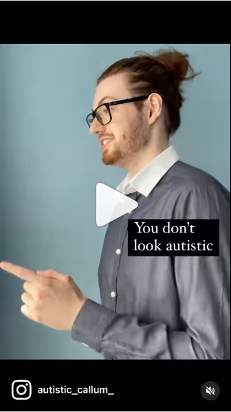 Person in button-down shirt with caption "You don't look autistic"